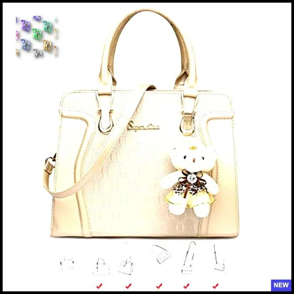 Faux Leather Tote Set 4-Piece Satchel Shoulder Bag Multi-Use Chic - Picture 7 of 7